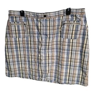 Striped Beige Plaid Cotton Skort